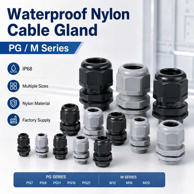 Waterproof PG Thread Nylon Cable Gland PG7 PG9 PG11 PG16 PG21 Plastic Cable Connector for Control Box