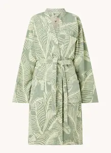 High Quality Palm Design Jacquard Bathrobe Customized Cotton Adult Robe Technique Oeko Certified