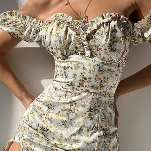 Logo personalizzato floreale <span class=keywords><strong>con</strong></span> spalle scoperte Maxi abito da donna Sexy <span class=keywords><strong>con</strong></span> <span class=keywords><strong>lacci</strong></span> e Modulare eleganti abiti Casual da donna - Product Image 3