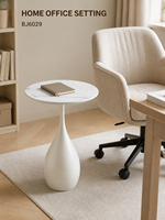 Table basse moderne en dalle de roche blanche, piétement en fer sculptural, portable, écologique, pour salon, hôtel, OEM ODM, directement de l'usine