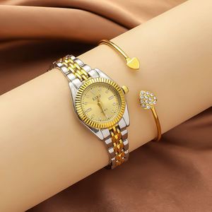 Conjunto de Reloj de Cuarzo Femenino de Lujo Minimalista, Esfera Redonda Clásica, Correa de Metal, Conjunto de Accesorios de Joyería de Moda de 4 Piezas - Product Image 3
