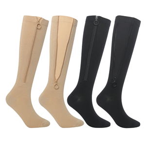 <b>Knee</b>-Length Zippered 100% Nylon Sports <b>Socks</b> Taiwan Made Easy Wear Functional Performance Calf Length Athletic <b>Socks</b> - Product Image 1