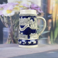 Chope à bière classique en porcelaine de Budapest, Hongrie - 750 ml, compatible lave-vaisselle, souvenir emblématique du Parlement/Pont de la Chaîne