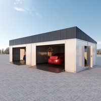 Garage double personnalisable avec toit incliné, expédié en pièces détachées, facile à installer