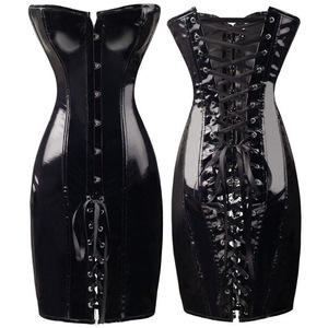 chinese dress ladies Vinyl Backless Mini Dress in Black - 10 main image 1