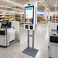 Kiosque de libre-service Android 24 pouces, Intel Celeron J1900, tout-en-un, imprimante thermique POS, lecteur de codes-barres, écran tactile capacitif