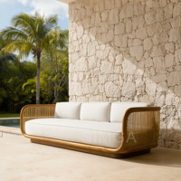 Canapé de patio en teck de luxe, mobilier d'extérieur, canapé modulaire sectionnel, chaises de plage, canapé de jardin, mobilier de piscine, mobilier de cour
