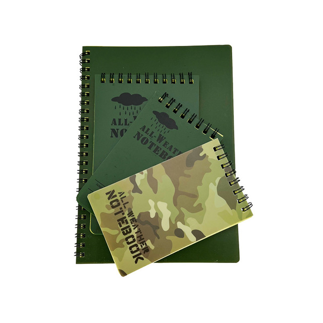 Waterproof Outdoor All-Weather A3 Notebook 127mm*76mm PVC Camouflage Spiral Bound Notepad