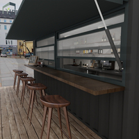 Bar Conteneur Modulaire de Luxe sur Mesure, Structure en Acier, 40 pieds, Boutique Conteneur Maritime Préfabriqué