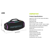Altavoz Inalámbrico HOPESTAR A90 BT de 700W, Resistente al Agua IPX7, para Exteriores, con Ranura para Tarjeta TF, Radio FM, LED, para Fiestas en Casa, con Micrófono