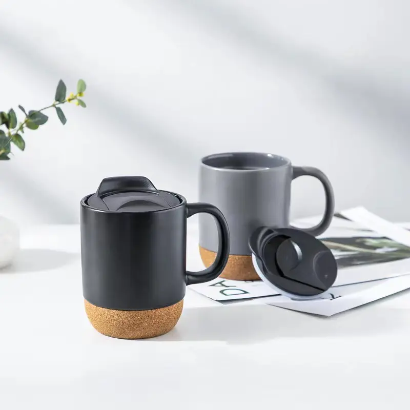 Taza de café de cerámica con tapa La Taza de cerámica con su propio posavasos se puede personalizar Patrón Conjunto de regalos personalizados
