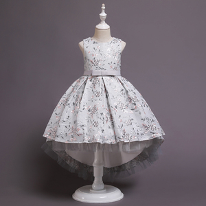 Noble princesse élégante fleur fille longue queue fille robe de mariage personnalisée robe de soirée enfant de mode robe de soir - Product Image 5
