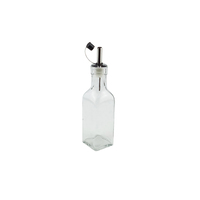 Ensemble de 3 bouteilles carrées de vinaigre d'huile en verre de 200ml avec couvercles de verseur pour le stockage de condiments de camping