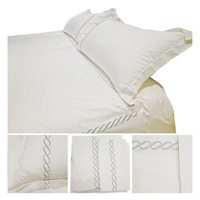 Ensemble de draps de lit d'hôtel commercial 100 % coton satiné rayé facile d'entretien 4 pièces