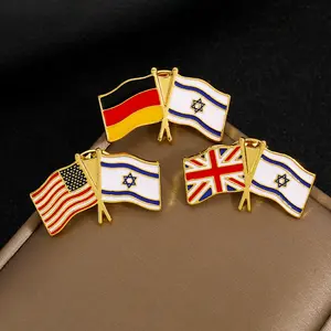 Pabrik Kustom logam Enamel Pin lencana logam kerajinan Amerika Usa Israel bendera Pin Israel Pin