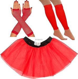 80s Tutu Fancy Dress Suit for Women Neon Tutu Skirt Party Accessories for Women Tutu Neon Leg Warmers <strong>Fishnet</strong> Gloves Rave <strong>Outfit</strong> - Product Image 6