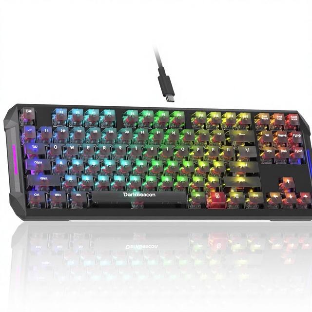 DarkBeacon Flux87 HE Mechanical Gaming Keyboard USB-C Wired Hall Effect Red Switch 0.01mm Rapid Trigger Adjustable Actuation