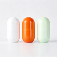Pot en plastique brillant en forme de capsule en PET, couleur personnalisée, qualité alimentaire, pour l'emballage de comprimés et pilules de santé