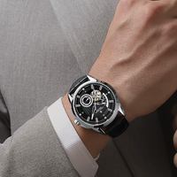 Luxuriöse 43mm Herrenuhr Leuchtende Mechanische Uhr Wasserdicht Lederarmband Zeiger Edelstahl Reloj Uhr für Männer