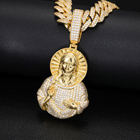 Pendentif personnalisé en laiton Jésus, style Hip Hop Iced Out, collier pour rappeur, vente en gros, cadeau