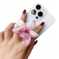 Support de téléphone pliable en résine acrylique Orchidée Frangipanier, support de bureau à grandes pétales, poignée de téléphone