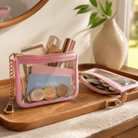 Dompet Kecil Anak Unisex Grosir, Kantong Penyimpanan, Dompet Resleting, Gantungan Kunci Mini, Dompet Koin, Tempat Kartu PVC Transparan Tahan Air