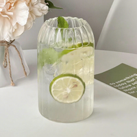 Tasses élégantes en verre borosilicate côtelé transparent pour limonade, jus, eau, cuisine, table à manger, boissons
