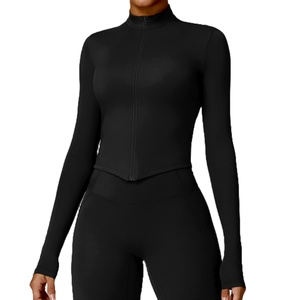 Custom Women's Long Sleeved <b>Yoga</b> Fitness Zipper <b>Jacket</b> Breathable Plus Size Nude Regular Fit Running Sports Solid Eco-Friendly - Product Image 2