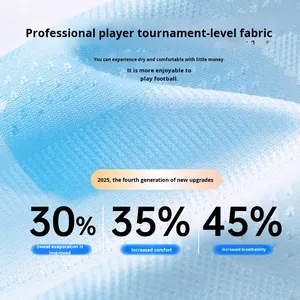 Set di <span class=keywords><strong>maglie</strong></span> da <span class=keywords><strong>calcio</strong></span> unisex personalizzate, <span class=keywords><strong>stampa</strong></span> a trasferimento termico estiva, 100% poliestere, colletto alto, antibatterico e ad asciugatura rapida. - Product Image 5