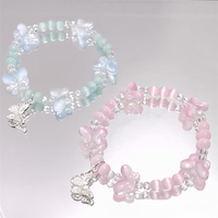 Bracelets tendance en perles de verre transparentes style Ins Pastel, bracelet extensible 6 tons style Elvish Girl, pour cadeau d'été pour adolescentes