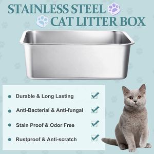 Neue Katzentoilette aus Edelstahl, Hohe Seiten Antihaft-Streuschale, Leicht zu reinigen und Rostfrei - Product Image 2