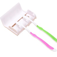Ensemble d'accessoires de salle de bain : Distributeur automatique de dentifrice, 5 porte-brosses à dents adhésifs muraux en plastique D281, pour enfants