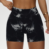 Shorts de Yoga Tie Dye Sin Costuras Virales de TikTok para Mujer, Leggings de Yoga de Cintura Alta con Efecto Scrunch Butt, Shorts Deportivos para Gimnasio y Ciclismo al por Mayor