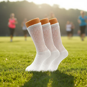 Calcetines Deportivos de Algodón Blancos para Mujer, Altura Media, Grosor Estándar, Tejido Casual de Primavera, Diseño Liso - Product Image 2