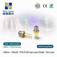 Diode laser rouge SHARP GH0631IA5GM 638nm 150mW TO38 à capuchon haut, monomode LD pour éclairage de scène, illumination RGB, usage industriel