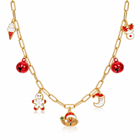 Collier de Noël Huibao en acier inoxydable avec chaîne trombone et pendentif émaillé, cadeau idéal pour femme