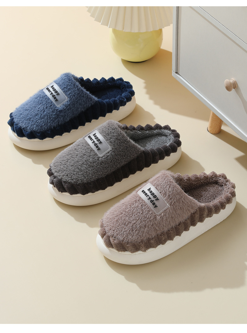 China Wholesale Cotton Slippers for Men Thick Sole Winter Warm Slippers Women