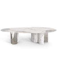 Tables de salle à manger modernes nordiques 6 places en marbre et laiton pour la décoration intérieure d'hôtels et de villas