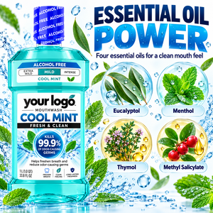 Bain de bouche à la menthe rafraîchissante, formule sans alcool, best-seller, pour une haleine fraîche, un nettoyage en profondeur et l'élimination des odeurs buccales, fraîcheur toute la journée - Product Image 3