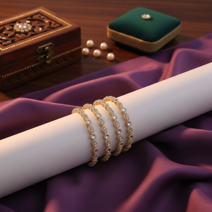 Elegant <b>Gold</b> Plated Kundan and Austrian Stone <b>Bangles</b> <b>Set</b> Fine Jewelry Collection - Product Image 3