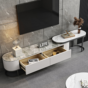 Production directe d'usine de meubles de salon modernes et luxueux avec un support <span class=keywords><strong>TV</strong></span> en bois et un toit en marbre rétractable - Product Image 2