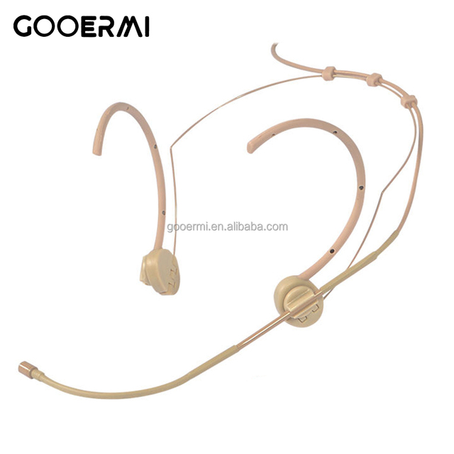 Lightweight Beige Microphone with Headband, Ideal for clear Audio Capture and Comfortable to Wear