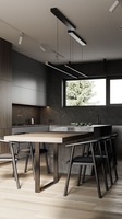 Mobilier de maison moderne intégré, extensible et durable en bois pour la cuisine, comptoir de bar, table avec îlots de rangement