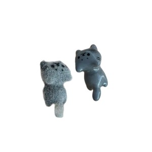 Boucles d'oreilles clous chat bleu en peluche moelleuse, mignonnes, style dessin animé, douces, petites, animales, douillettes pour l'hiver {Boucles d'oreilles pour femmes} - Product Image 5