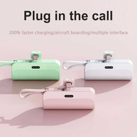 10000mAh Mini Powerbank Pour iPhone Charge 5000mAh Type C Portable Powerbank Construit en Type C Câble 2 en 1 Power Bank Pour Android