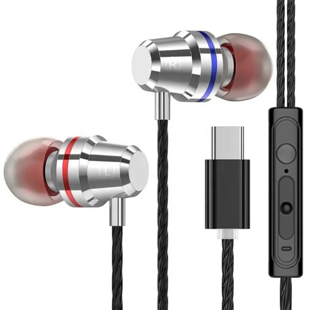USB C Headphones with Microphone Bass Stereo Earbuds and Volume Control Type-C Interface Earphones