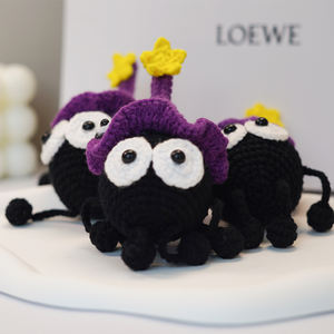 Llavero de <span class=keywords><strong>Ganchillo</strong></span> Amigurumi de Carbón, Colgante Tejido a Mano de Algodón PP, Adorno para Bolsos, Regalo para Llaves de Coche y Accesorios - Product Image 5