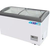 Congélateur de présentation de crème glacée commercial à deux portes de 260 L, couleur blanche, porte en verre supérieure, congélateur coffre