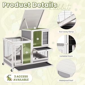Casa para Mascotas de Interior para Conejos y Animales Pequeños, Jaula para Cobayas de 37 Pulgadas con Corral Extraíble para Conejos - Product Image 5
