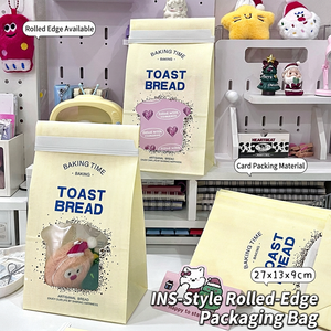 Sac en papier personnalisé imprimé avec fenêtre, bord roulé, pour emballage alimentaire, 13 x 9 x 27 cm, pour boulangerie à emporter - Product Image 3